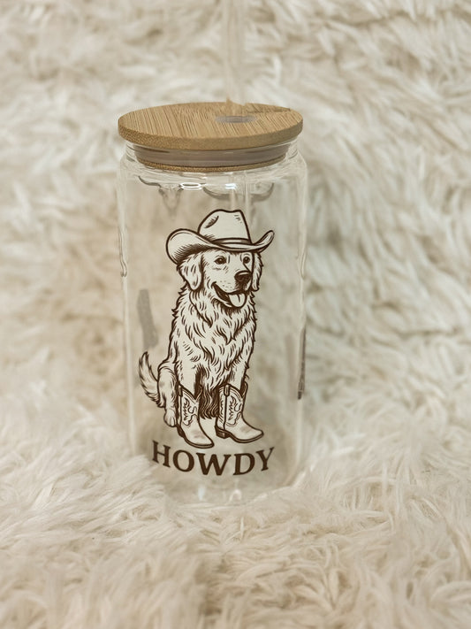 Howdy Golden Glass Cup