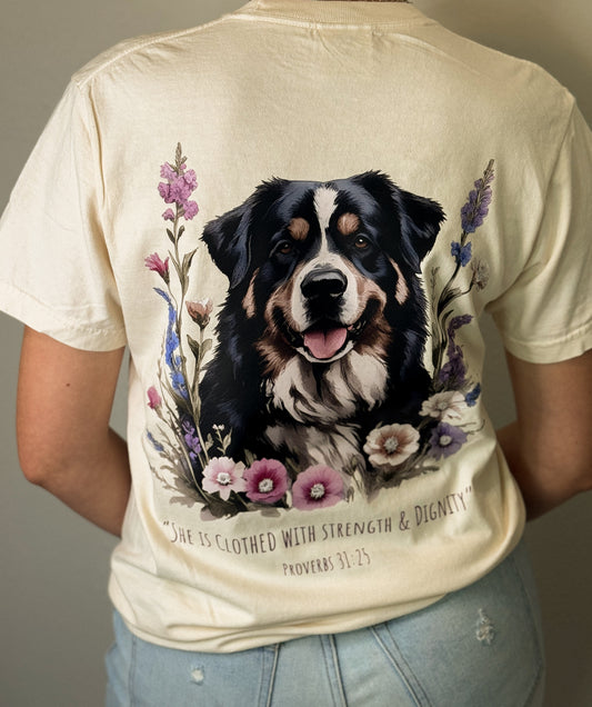 Proverbs 31:25 Mountain Dog T-Shirt